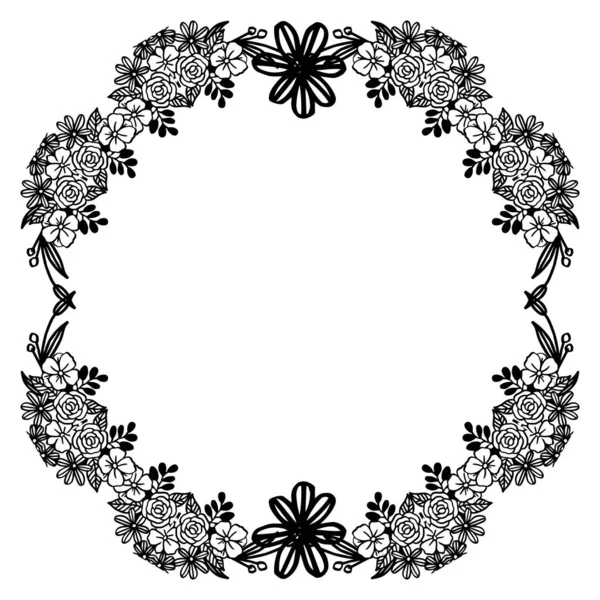 Conjunto de bordes negros sobre el fondo blanco, para decorativo de hermoso y único marco floral. Vector — Archivo Imágenes Vectoriales