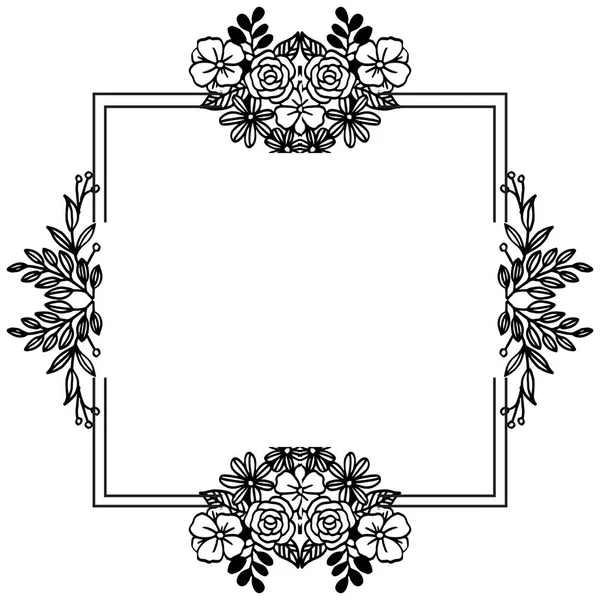 Invitation or greeting card design, black and white wreath frame. Vector — Stock Vector
