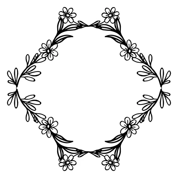 Conception de carte d'invitation ou de vœux, cadre de couronne noir et blanc. Vecteur — Image vectorielle