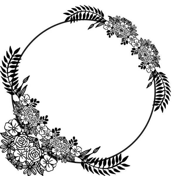 Merkmal der Zeichnung mit Rahmen, verzierte Blume und Blatt, Ornament von Karten. Vektor — Stockvektor