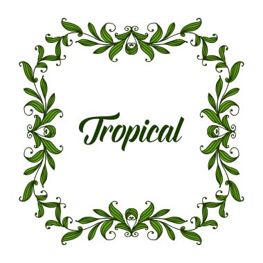 Yeşil yaprakları palmiye çerçevesi ile kart tasarımı tropikal. Vektör