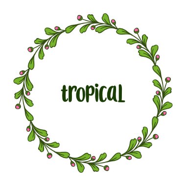 Afiş tropikal için zarif yeşil yapraklı çiçek çerçeve. Vektör