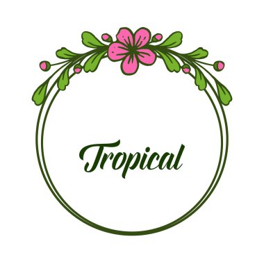 Çerçeve çiçek ve kart tropikal tarzı için dairesel bırakır. Vektör