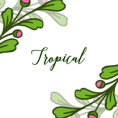 Yaz tropikal, yeşil yapraklı çiçek çerçeve çiçek ve metin için yer Kart dekorasyon. Vektör