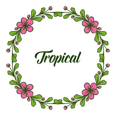 Poster tropikal için yaprak çiçek çerçeve Desen, metin için yer. Vektör
