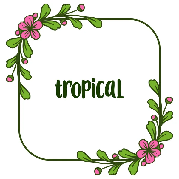 Padrão de moldura floral folha para poster tropical, lugar para o seu texto. Vetor —  Vetores de Stock