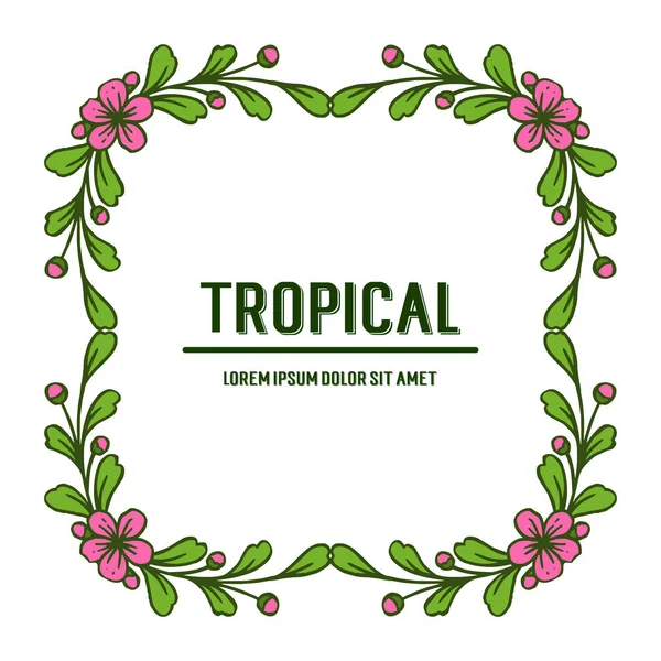 Pattern of leaf floral frame for poster tropical, place for your text. Vector