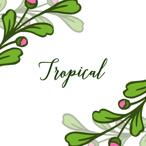 Yaz tropikal, yeşil yapraklı çiçek çerçeve çiçek ve metin için yer Kart dekorasyon. Vektör