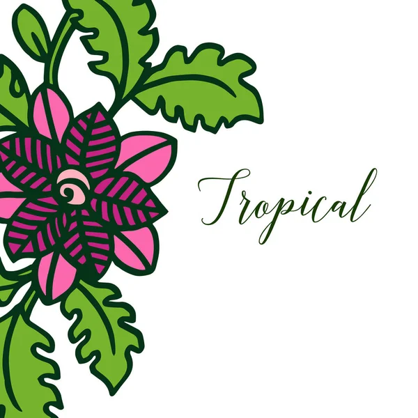 Moldura floral e folhas verdes para cartão de verão tropical. Vetor —  Vetores de Stock