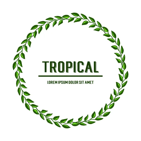 Template design summer tropical, beauty leaf flower frame. Vector — Stock Vector