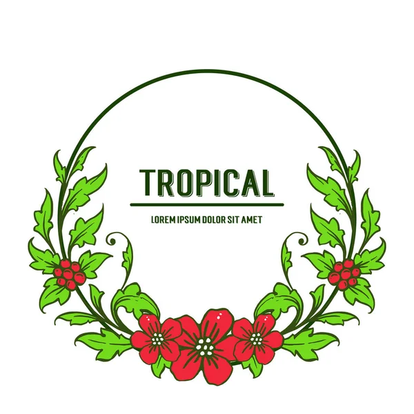 热带和设计植物叶花框架。向量 — 图库矢量图片