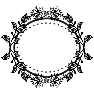 Siyah ve beyaz zarif yaprakları ve çiçekleri, davet kartı için dikişsiz desen. Vektör