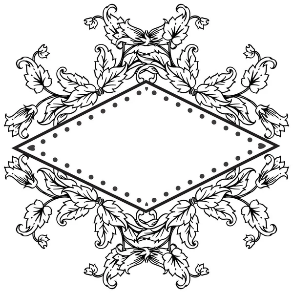 Patroon bloem frame zwart, geïsoleerd op een witte achtergrond, voorontwerp wenskaart. Vector — Stockvector