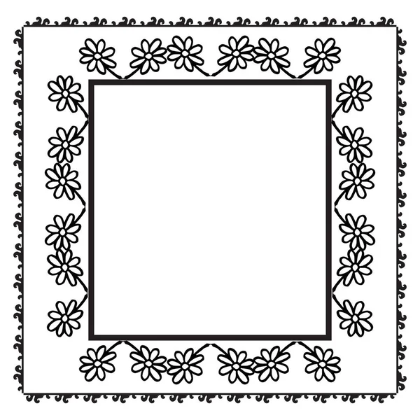 Adorno de marco de flores, decoración hermosa de tarjetas. Vector — Vector de stock