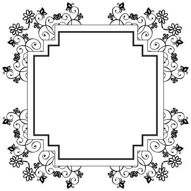 Dekorasyon zarif çiçek çerçeve ile davetiyeler, tebrik kartları, için güzel şablon. Vektör