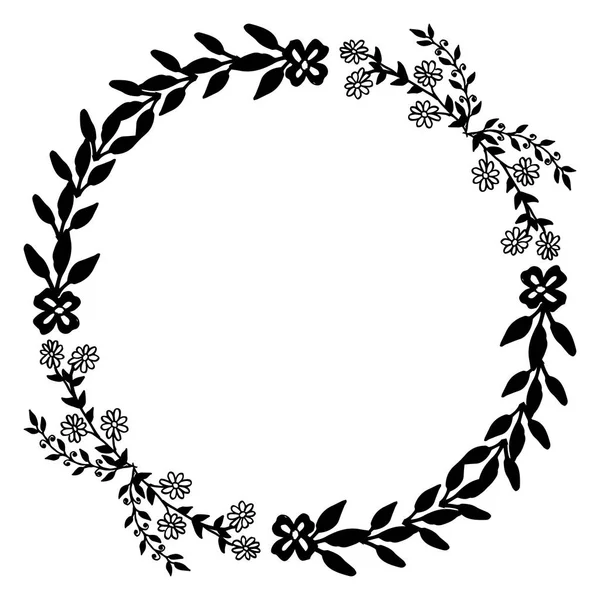 Svart och vit blommig ram med stil unik och elegant, för tapet design av kort. Vektor — Stock vektor