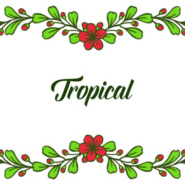 Yeşil yaprakları çerçeve çiçekleri için Afiş tropikal. Vektör