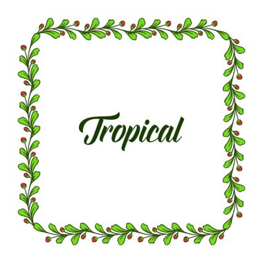 Modern yaprakları çiçek çerçeve ile kart doku tropikal. Vektör