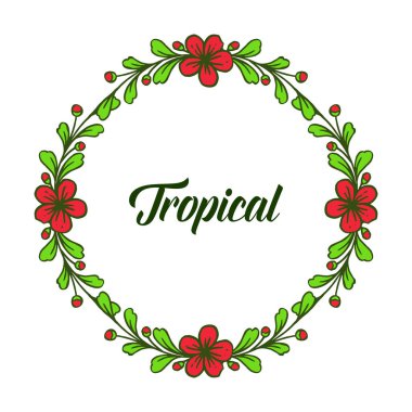 Şablon yaz tropikal, şekil yeşil yapraklı çiçek çerçeve yuvarlak. Vektör