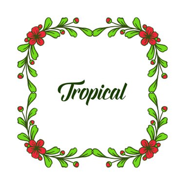 Soyut yaprak çelenk çerçeve ile Poster tropikal. Vektör