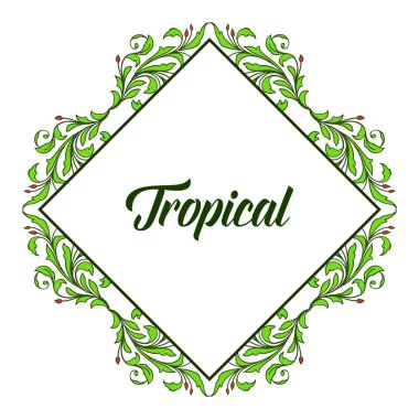 Desen sanat çiçek çerçeve ve tropikal yaprakları. Vektör