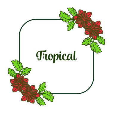 Yaprakları çiçek sınır şablonu ile Tropikal çerçeve. Vektör