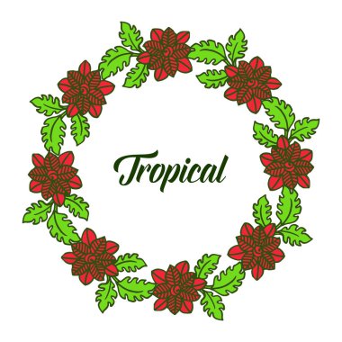 Yaprakları çiçek sınır şablonu ile Tropikal çerçeve. Vektör