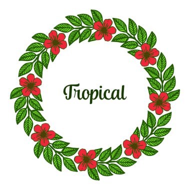 Çiçek çerçeve ve yeşil metin, afiş tropikal yer için soyut bırakır. Vektör