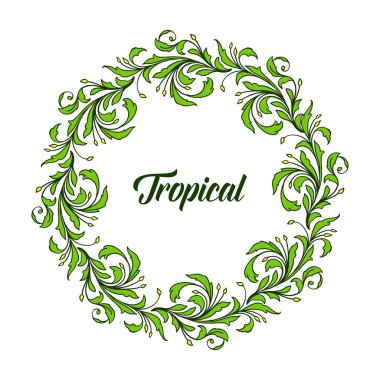 Yeşil yaprakları çerçeve, kart tropikal Modern tarzı. Vektör
