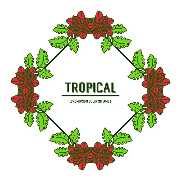 Modello elemento tropicale con folla di cornice corona di foglie. Vettore — Vettoriale Stock