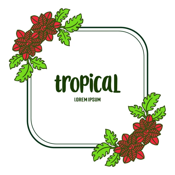 Marco tropical con hojas plantilla de borde floral. Vector — Vector de stock