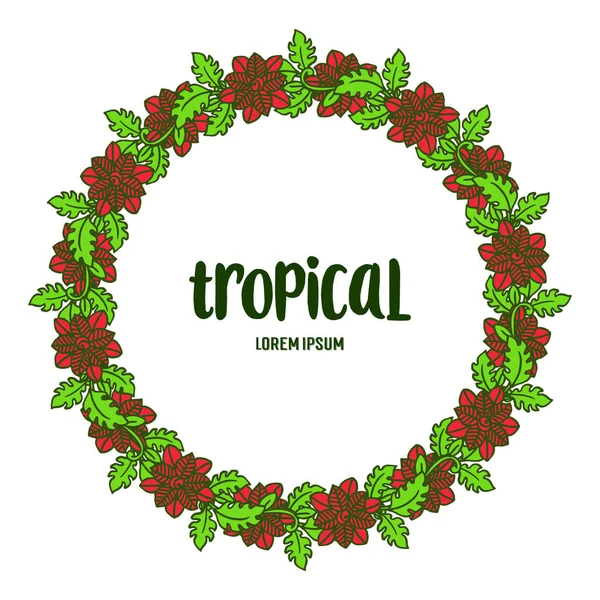 Marco tropical con hojas plantilla de borde floral. Vector — Vector de stock