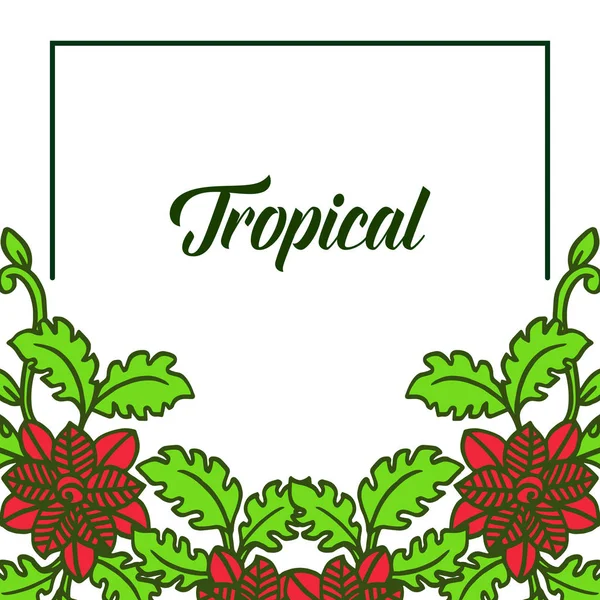 Stijl van kaart tropisch, krans frame en plant met bladeren groene kleur. Vector — Stockvector