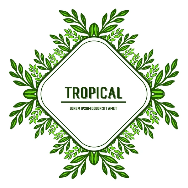 Design element tropical, artwork green leaves frame. Vector — Stock Vector