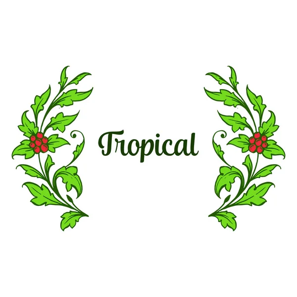 Tropische Palm bladeren en bloem frame, geïsoleerd op witte achtergrond. Vector — Stockvector