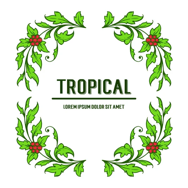 Poster tropical with beauty bright green leafy floral frame. Vector — Stock Vector