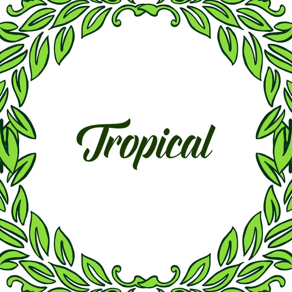 Póster tropical con belleza verde brillante marco floral frondoso. Vector — Vector de stock