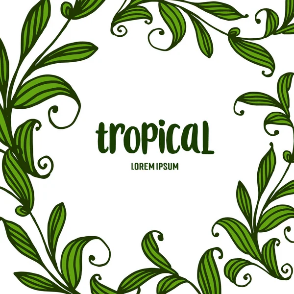 Planta marco floral rosa hojas rosadas y verdes, elemento de diseño de tarjeta tropical. Vector — Vector de stock