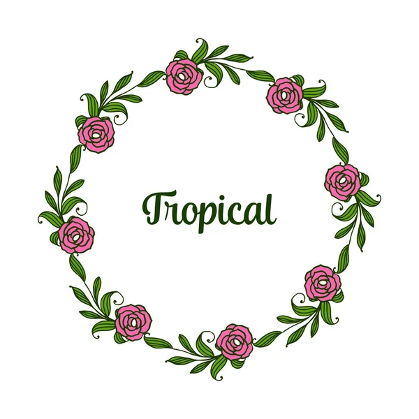 Sjabloon textuur tropisch met natuurlijke groene lommerrijke bloemen frame. Vector — Stockvector