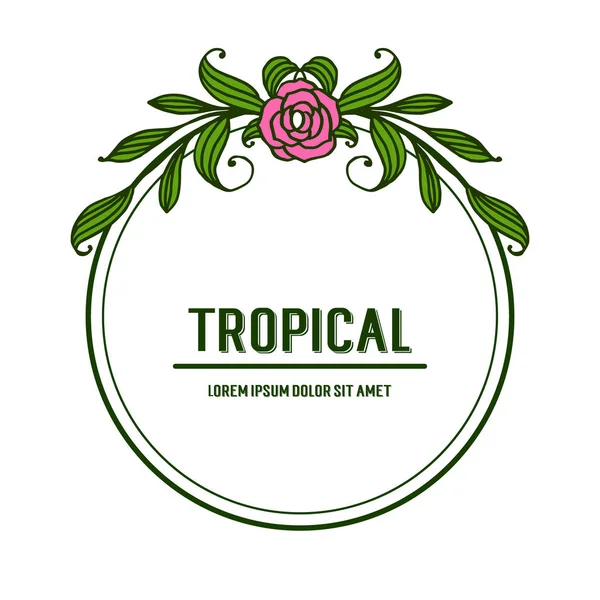 Banner shape of card tropical, various rose flower frame and green leaves blooms. Vector — Stock Vector
