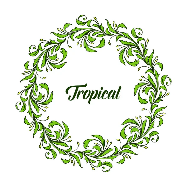 緑の葉フレーム、カード熱帯のモダンなスタイル。ベクトル — ストックベクタ