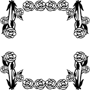 Şablon siyah ve beyaz gül çiçek sınır çerçevesi. Vektör
