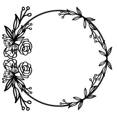 Zarif yapraklar ve çiçek çerçevesi için kart şablonu. Vektör