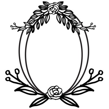 Zarif yapraklar ve çiçek çerçevesi için kart şablonu. Vektör