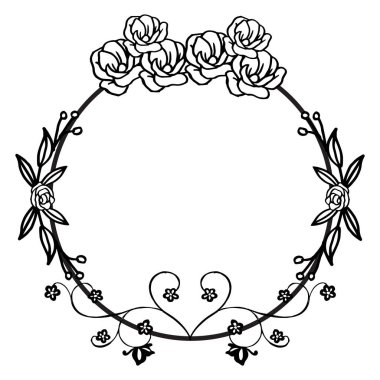 Tasarım şablonu için dekoratif çizgi resmi çelenk çerçevesi. Vektör