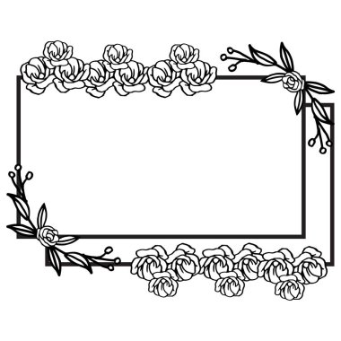 Tasarım şablonu için dekoratif çizgi resmi çelenk çerçevesi. Vektör