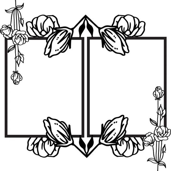 Στυλ κάρτας με τριαντάφυλλο λουλούδι πλαίσιο μαύρο και άσπρο. Διάνυσμα — Διανυσματικό Αρχείο