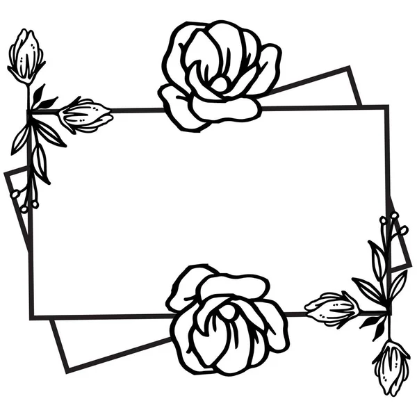 Kaart stijl met Rose bloem frame zwart-wit. Vector — Stockvector