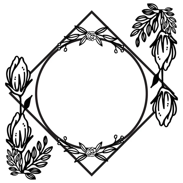 Borde blanco y negro para hojas y marco floral, aislado sobre fondo blanco. Vector — Archivo Imágenes Vectoriales