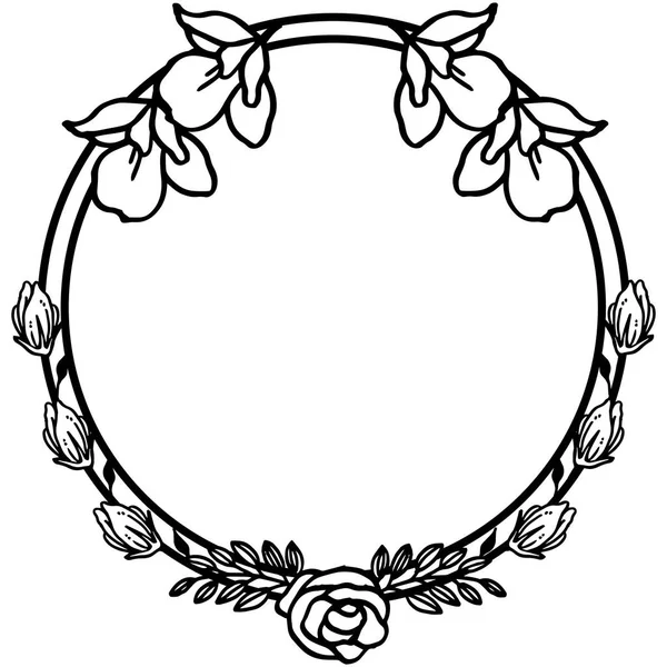 Kart yaprak çiçek çerçeve siyah ve beyaz ile. Vektör